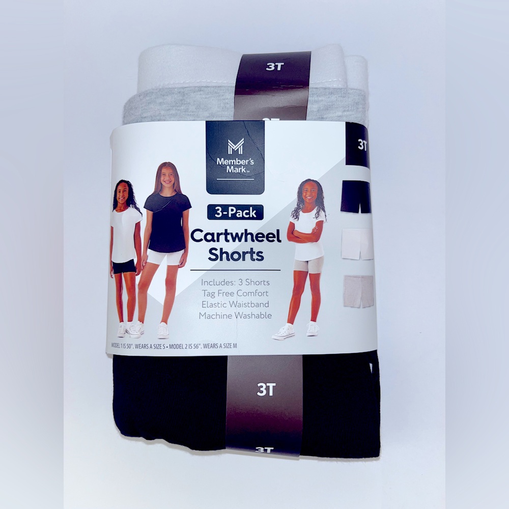 Members Mark Girl’s 3 Pack Cartwheel Shorts Multiple Sizes